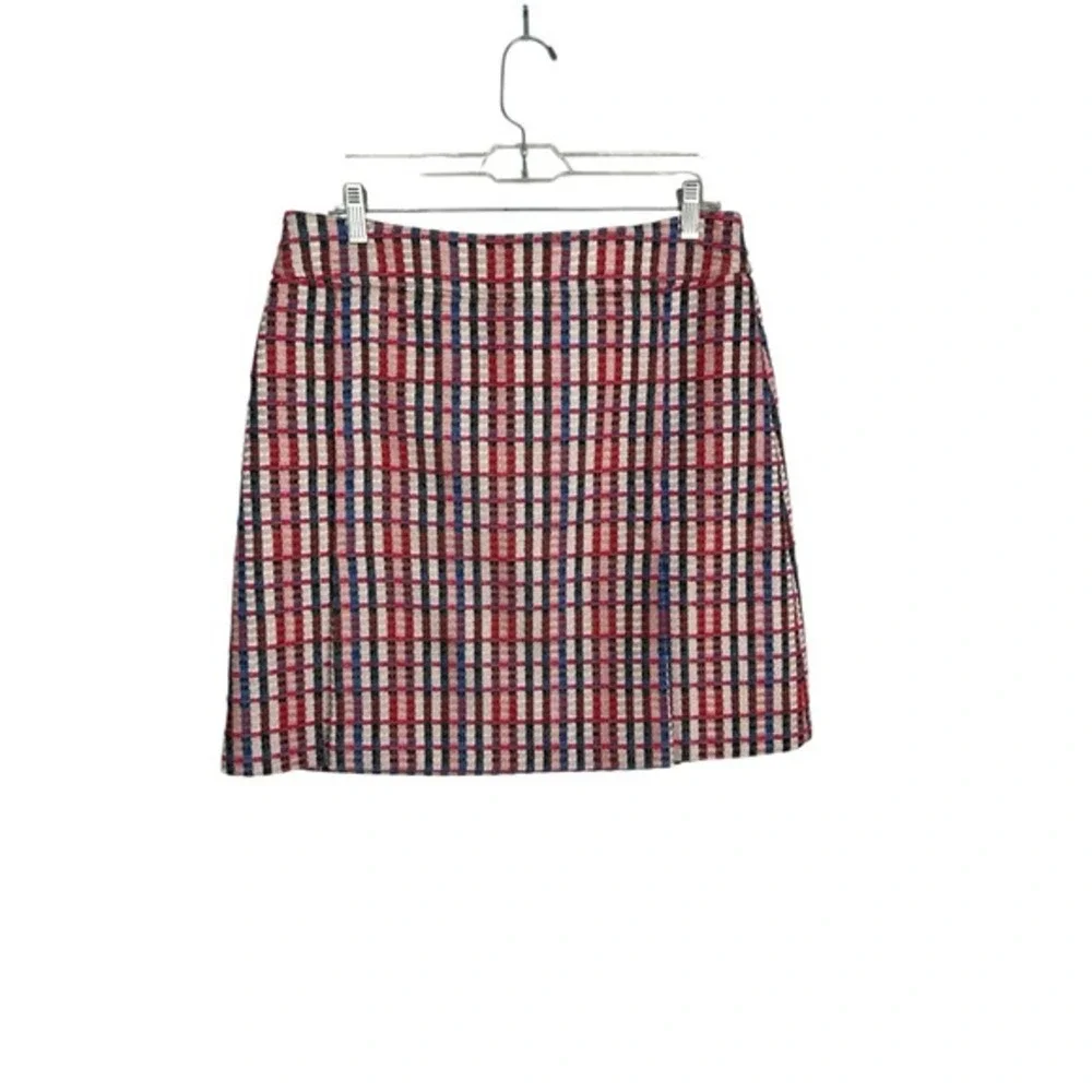 Akris Punto Textured Check Inverted Pleat Mini‎ Skirt Size 10 Academia Career